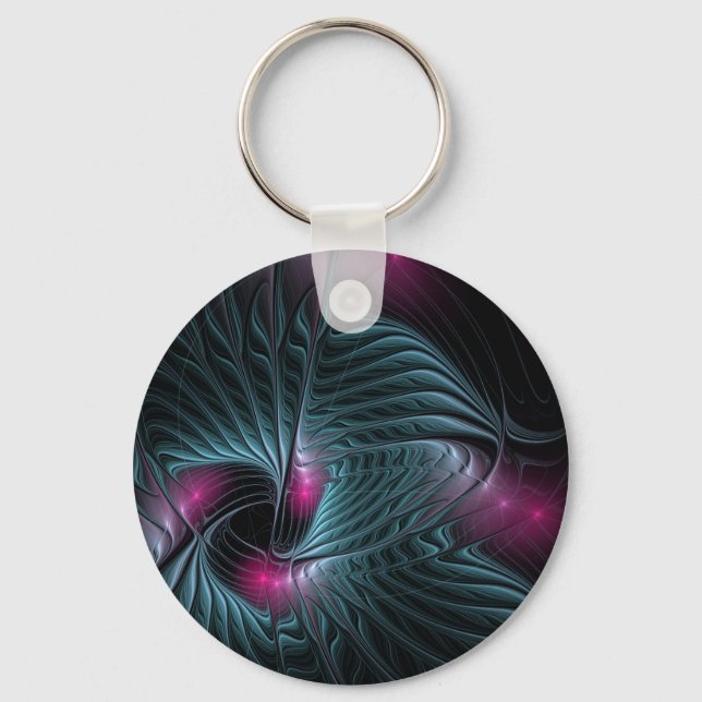 Abstract Colourful Fantasy Fractal Key Ring (Front)