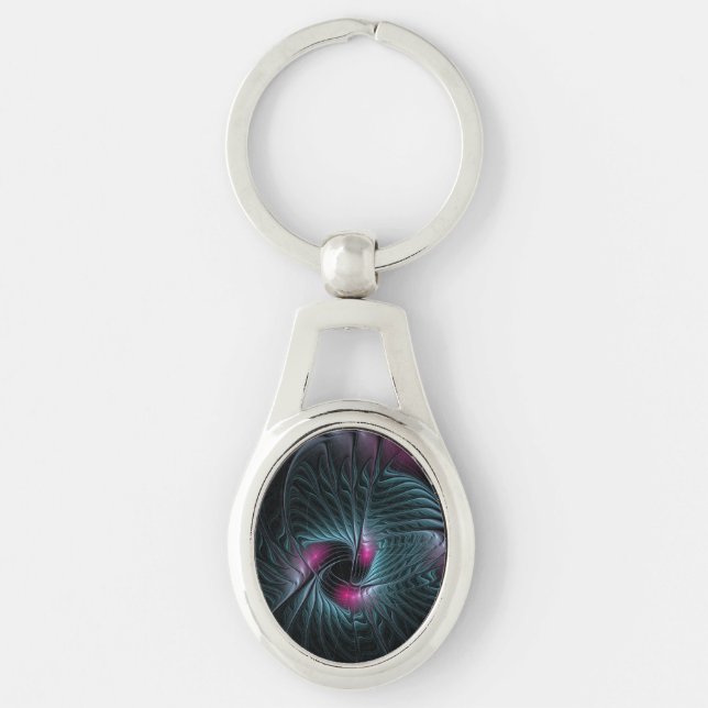 Abstract Colourful Fantasy Fractal Key Ring (Front)