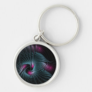 Abstract Colourful Fantasy Fractal Key Ring