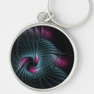 Abstract Colourful Fantasy Fractal Key Ring