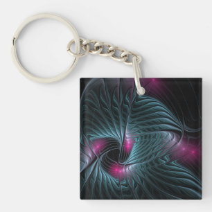 Abstract Colourful Fantasy Fractal Key Ring