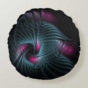 Abstract Colourful Fantasy Fractal Round Cushion