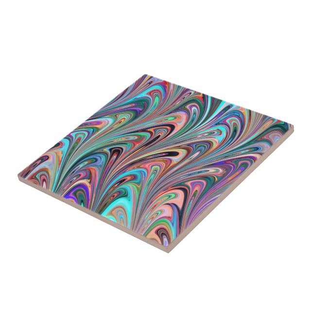 Abstract Colourful Faux Marble Stone Ceramic Tile (Side)