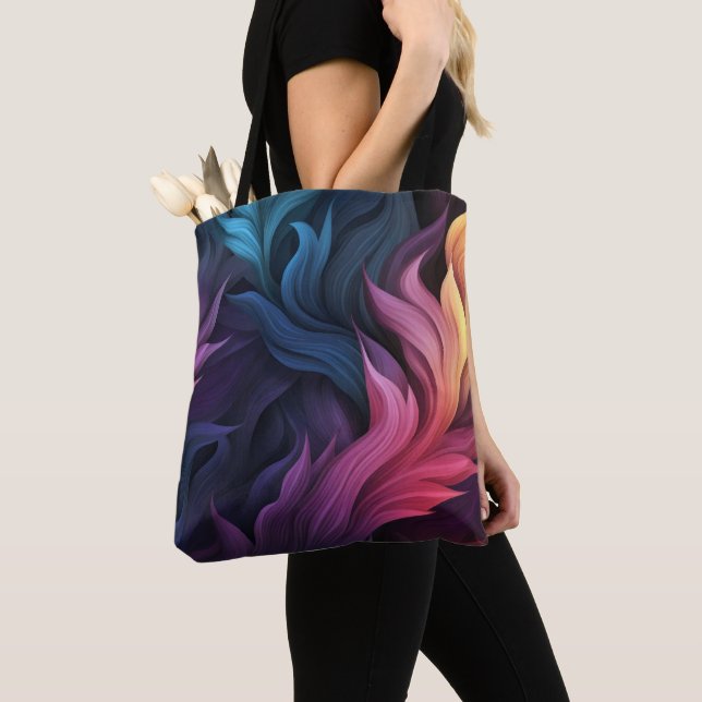 Abstract Colourful Feathers Tote Bag (Close Up)