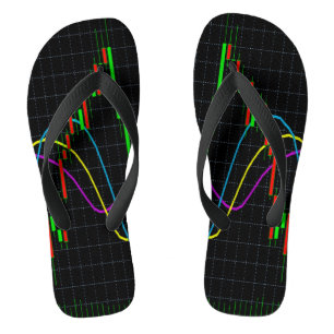 Abstract Colourful Financial Graph on Black Grid Flip Flops