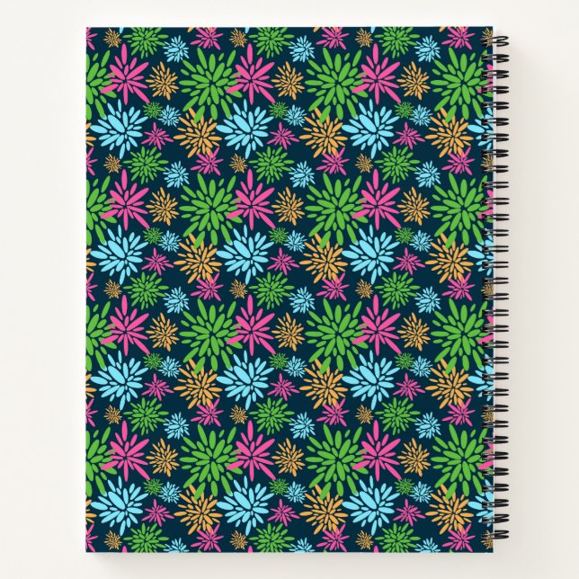 Abstract Colourful Fireworks Flower Spiral Noteboo Notebook (Back)