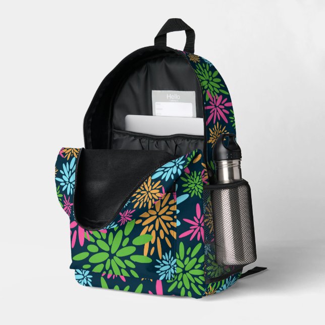 Abstract Colourful Fireworks Flowers Backpack (Back Corner Right (Open))