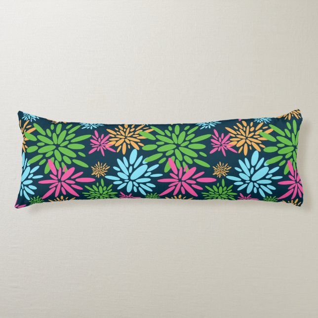 Abstract Colourful Fireworks Flowers Body Pillow (Front)