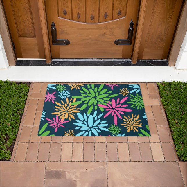 Abstract Colourful Fireworks Flowers Door Mat (Outdoor)