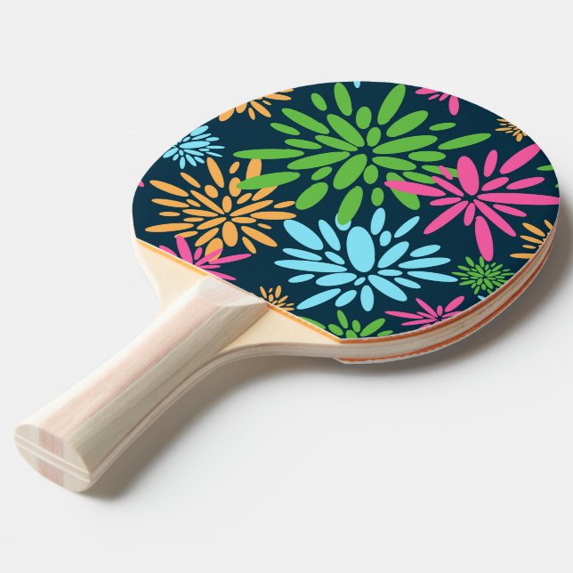 Abstract Colourful Fireworks Flowers Ping Pong Paddle (Back Angle)