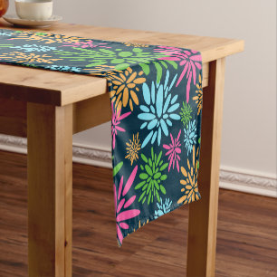 Abstract Colourful Fireworks Flowers Table Runner