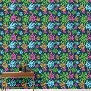 Abstract Colourful Fireworks Flowers Wallpaper