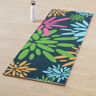 Abstract Colourful Fireworks Flowers Yoga Mat