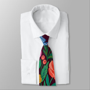 Abstract Colourful Floral Butterflies Neck Tie