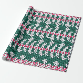 Abstract Colourful Floral Knitting Pattern  Wrapping Paper