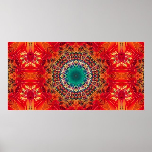 Abstract colourful floral ornament seamless patter poster (Front)