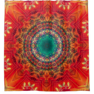 Abstract colourful floral ornament seamless patter shower curtain