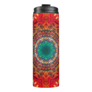 Abstract colourful floral ornament seamless patter thermal tumbler