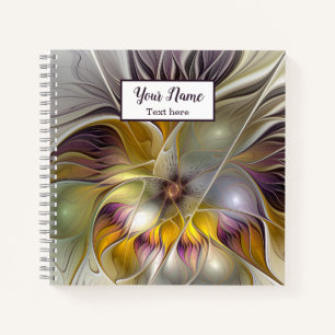Abstract Colourful Flower Modern Fractal Art Name Notebook