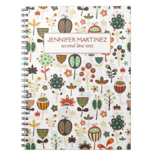 Abstract Colourful Flowers And Trees Notebook
