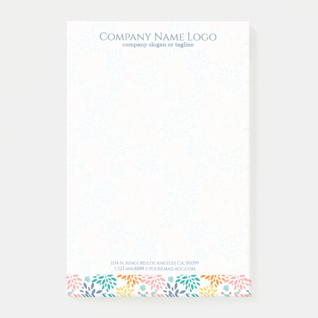 Abstract colourful flowers pattern post-it notes (Front)