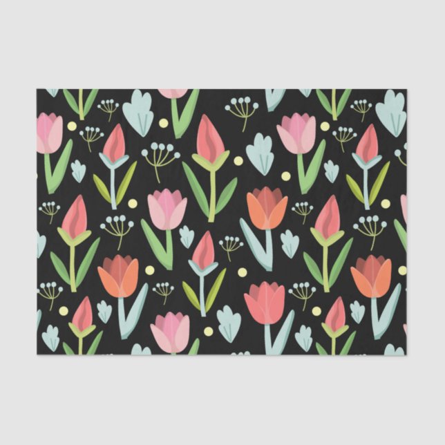 Abstract Colourful Flowers Tissue Paper (Front)