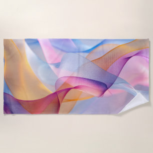 Abstract Colourful Flowing Ribbons Beach Towel