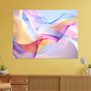Abstract Colourful Flowing Ribbons Canvas Print