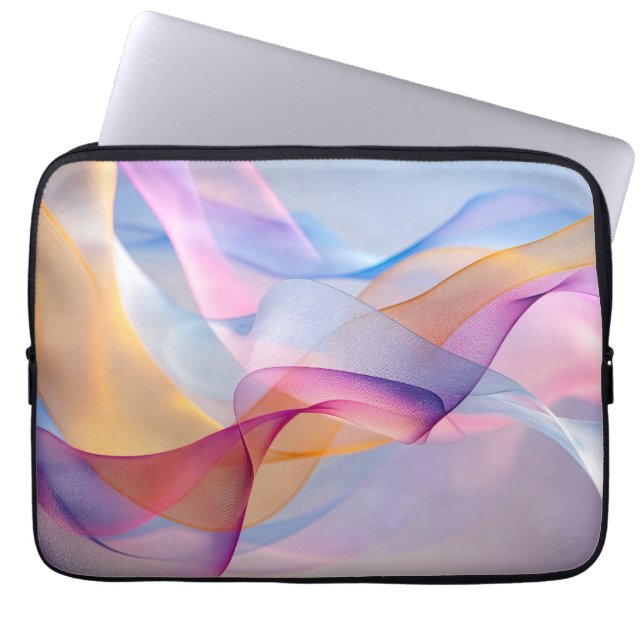 Abstract Colourful Flowing Ribbons Laptop Sleeve (Front)