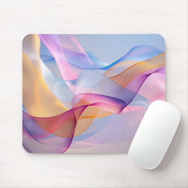 Abstract Colourful Flowing Ribbons Mouse Mat (With Mouse)