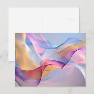 Abstract Colourful Flowing Ribbons Postcard