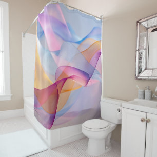 Abstract Colourful Flowing Ribbons Shower Curtain