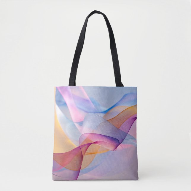 Abstract Colourful Flowing Ribbons Tote Bag (Front)