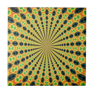 Abstract Colourful Fractal Light Waves Ceramic Til Tile