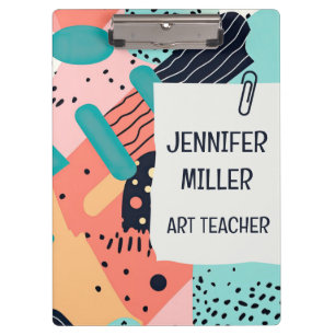 Abstract colourful funky 80's Memphis style patter Clipboard