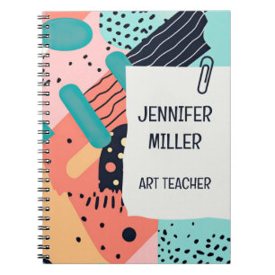 Abstract colourful funky 80's Memphis style patter Notebook