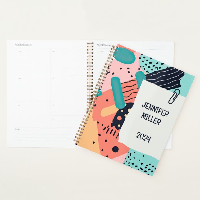 Abstract colourful funky 80's Memphis style patter Planner (Display)