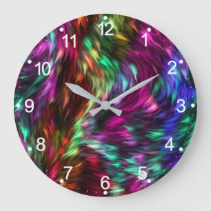 Abstract Colourful Fur Background-24605 Large Clock