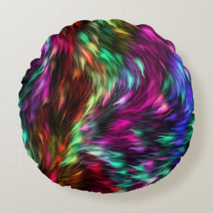 Abstract Colourful Fur Background-24605 Round Cushion