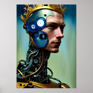Abstract Colourful Futuristic Cybernetic King Poster