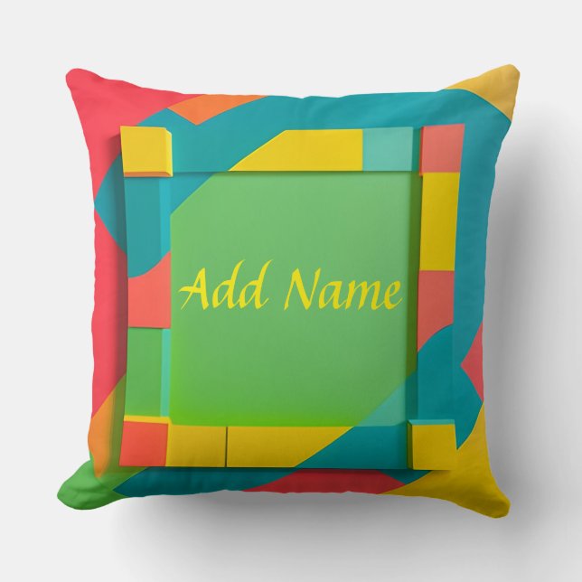 Abstract Colourful Geometric Composition Cushion (Front)