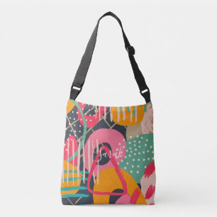 Abstract Colourful Geometric Monogram Name Design Crossbody Bag