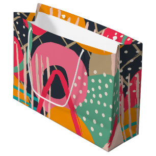 Abstract Colourful Geometric Monogram Name Design Large Gift Bag