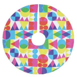 Abstract colourful geometric pattern design. brushed polyester tree skirt