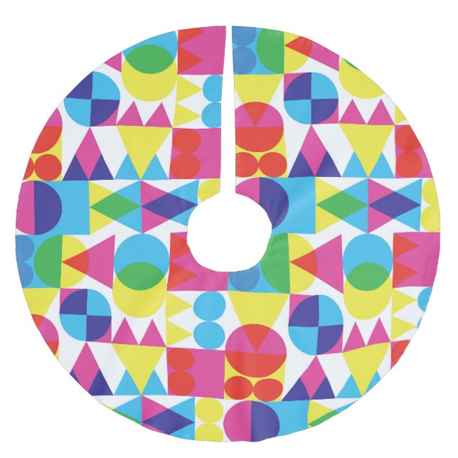Abstract colourful geometric pattern design. brushed polyester tree skirt (Front)