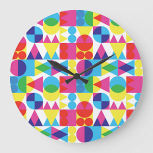 Abstract colourful geometric pattern design. large clock