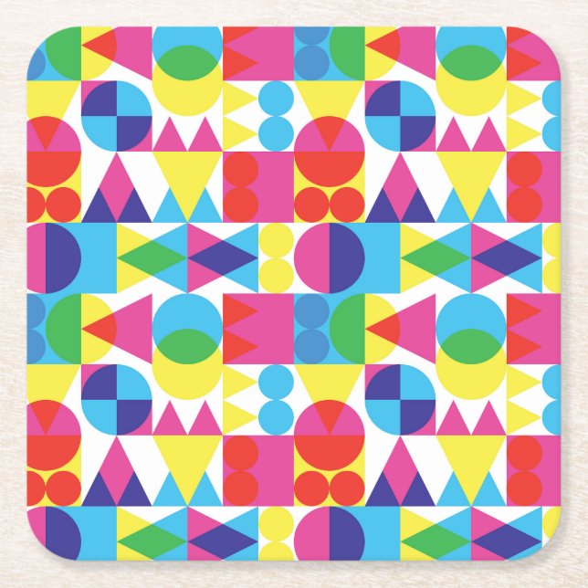 Abstract colourful geometric pattern design. square paper coaster (Front)