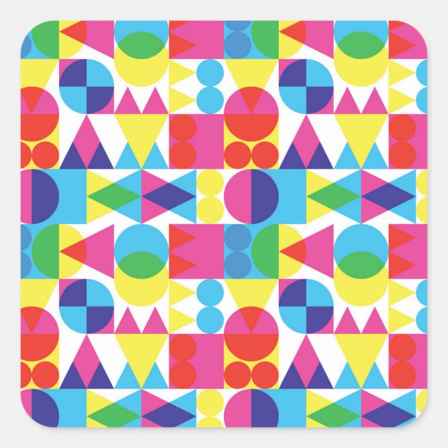 Abstract colourful geometric pattern design. square sticker (Front)