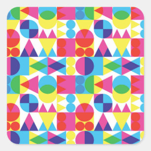 Abstract colourful geometric pattern design. square sticker