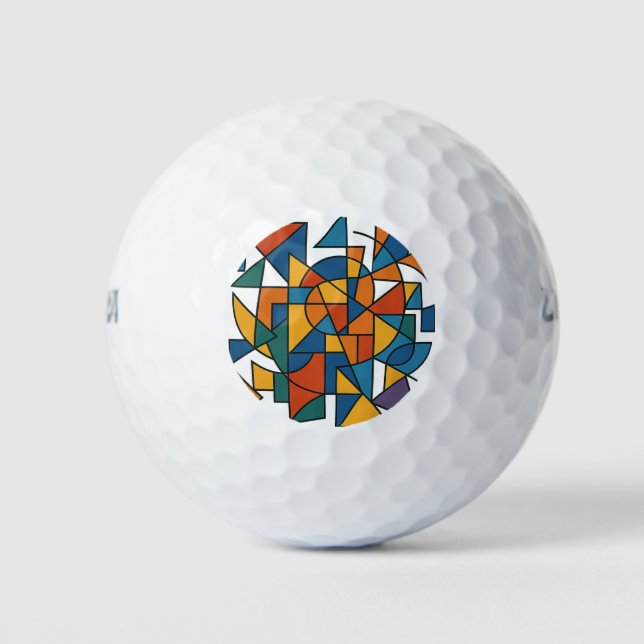 ABSTRACT COLOURFUL GEOMETRIC PATTERN GOLF BALLS (Front)